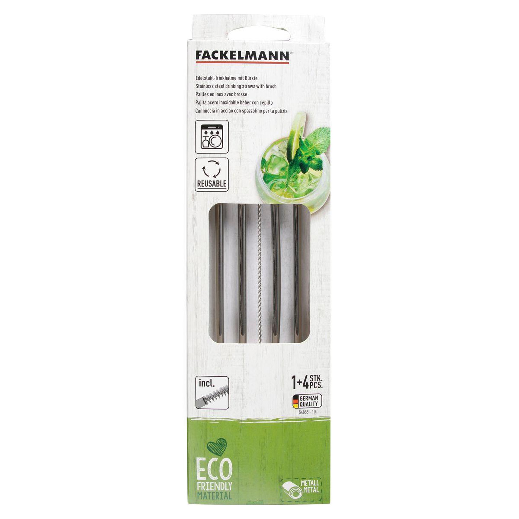 Voir la diapositive 6 : Fackelmann Lot de 4 pailles en inox avec goupillon 24 cm fackelmann bar concept