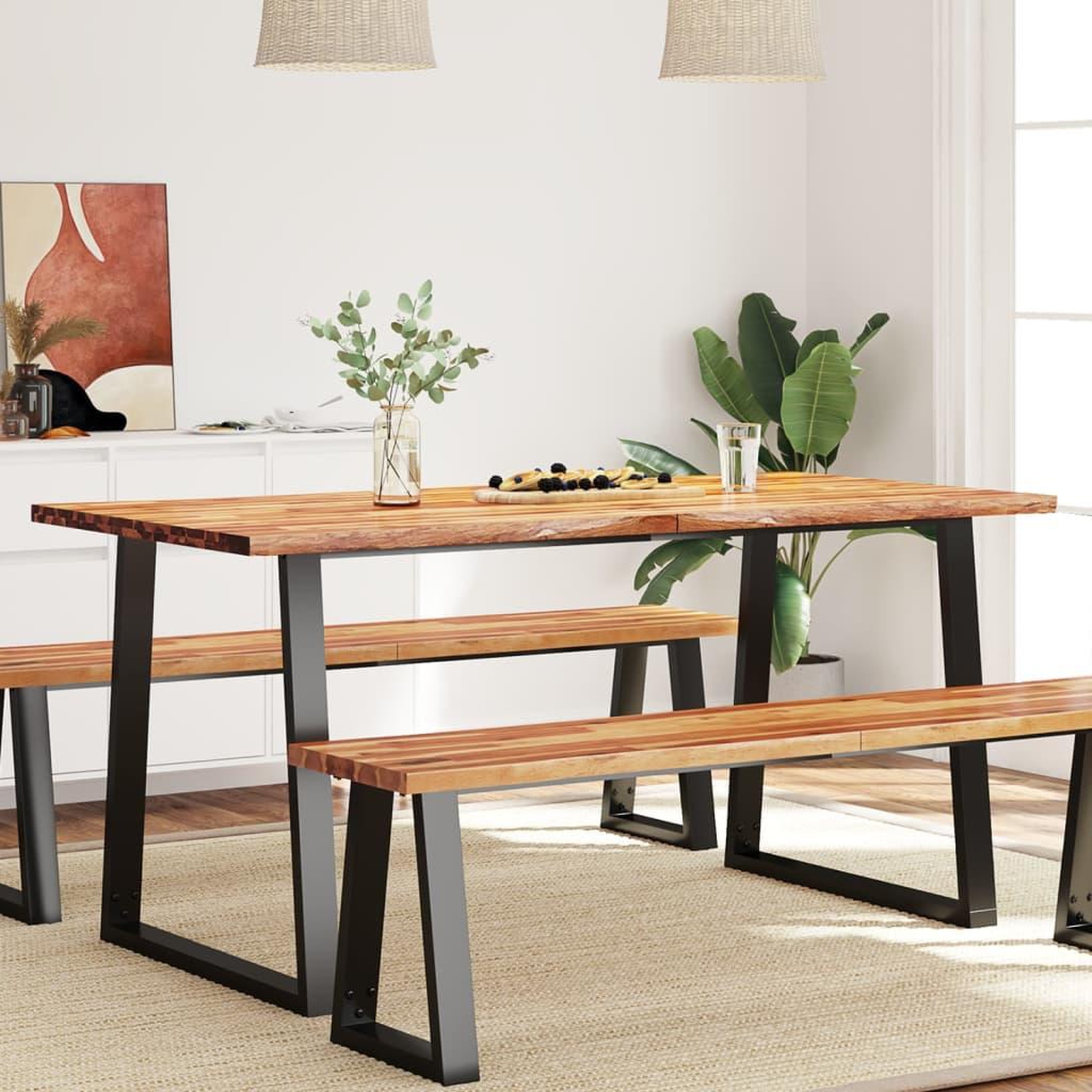 VIDAXL Table a manger 160x80x75 cm bois d'acacia solide a bord vif