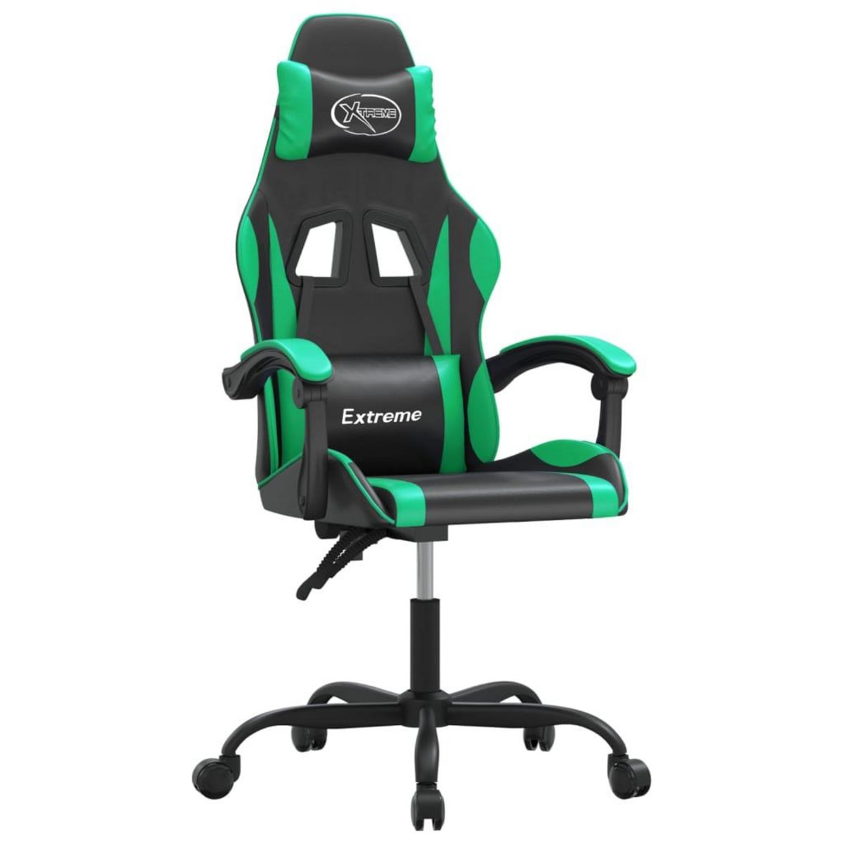 VIDAXL Chaise de jeu pivotante Noir et vert Similicuir