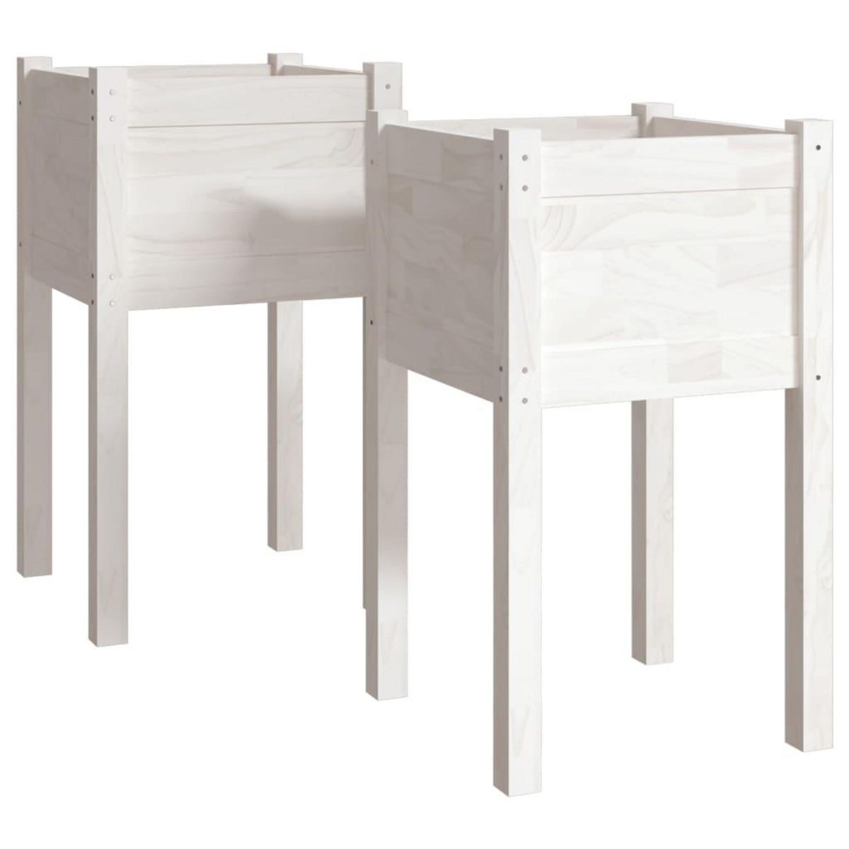 VIDAXL Jardinieres d'exterieur 2 pcs Blanc 40x40x70 cm Bois de pin