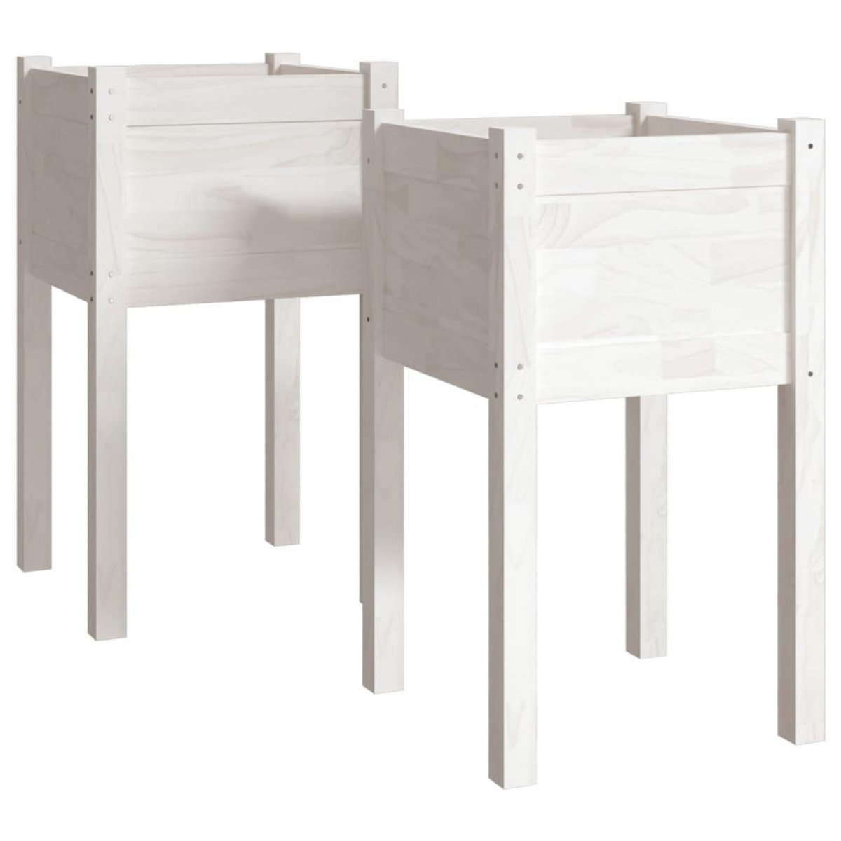 VIDAXL Jardinieres d'exterieur 2 pcs Blanc 40x40x70 cm Bois de pin