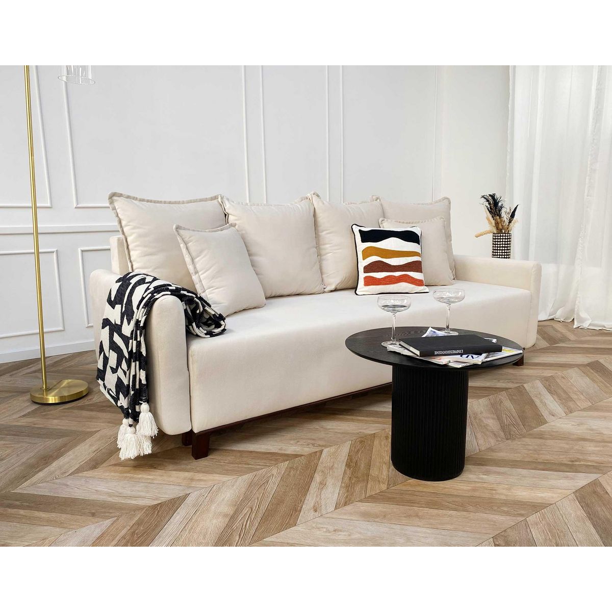 LISA DESIGN Apia - canapé 3 places - convertible avec coffre - en velours