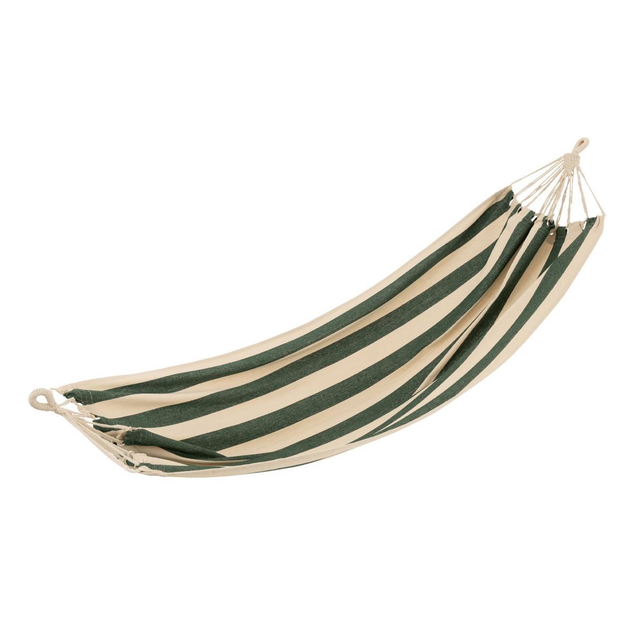 J-LINE Hamac en tissu  grandes rayures  200cm vert foncé