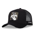 CAPSLAB Casquette homme trucker effet bamboo Looney Tunes Sylvester. Coloris disponibles : Noir
