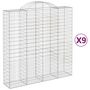 Voir la diapositive 2 : VIDAXL Paniers a gabions arques 9 pcs 200x50x200/220 cm Fer galvanise