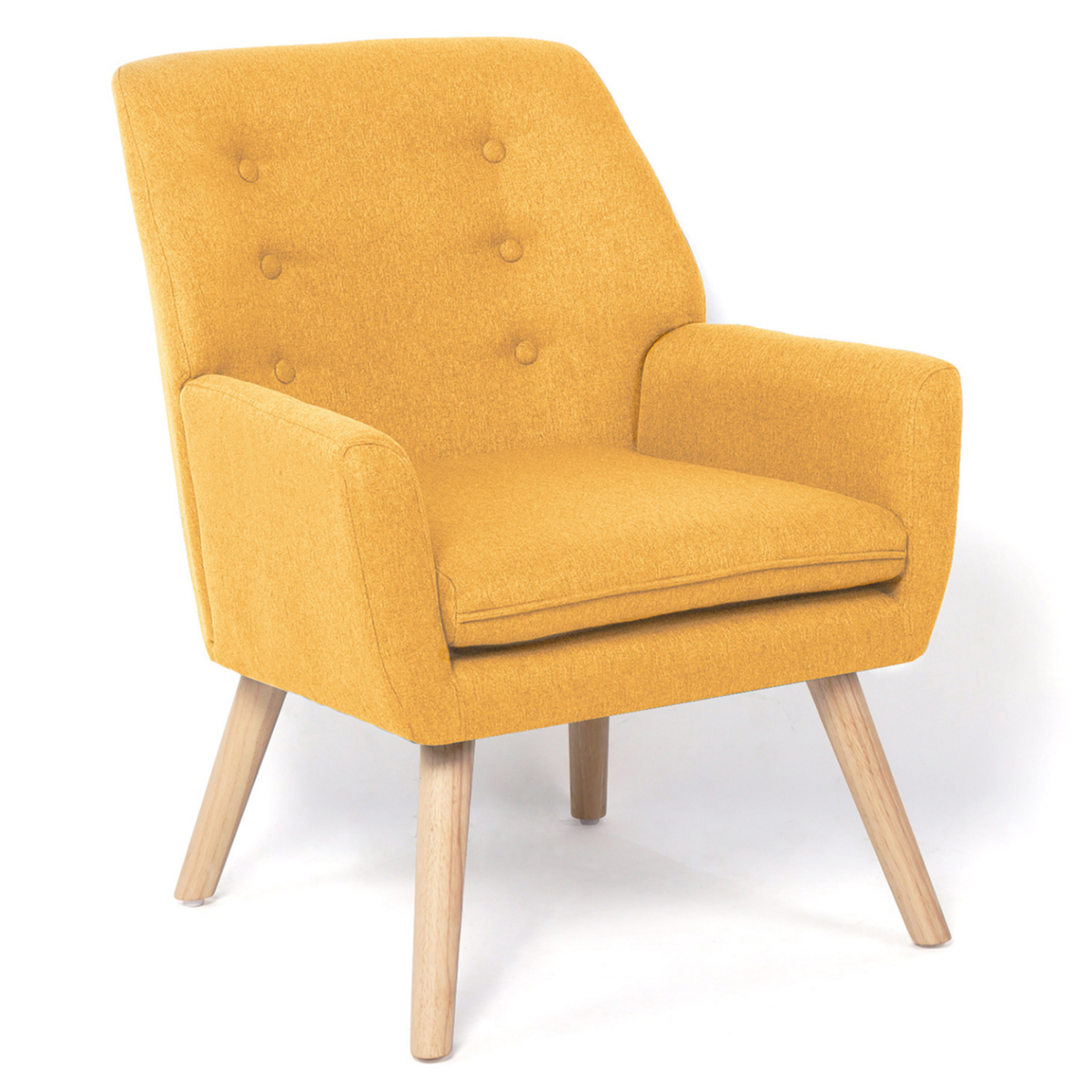 ID MARKET Fauteuil scandinave NAT en tissu jaune moutarde