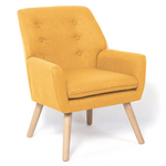 ID MARKET Fauteuil scandinave NAT en tissu jaune moutarde