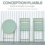 Voir la diapositive 4 : OUTSUNNY Salon de jardin bistro pliable - table ronde Ø 60 cm avec 2 chaises pliantes - métal thermolaqué vert d'eau