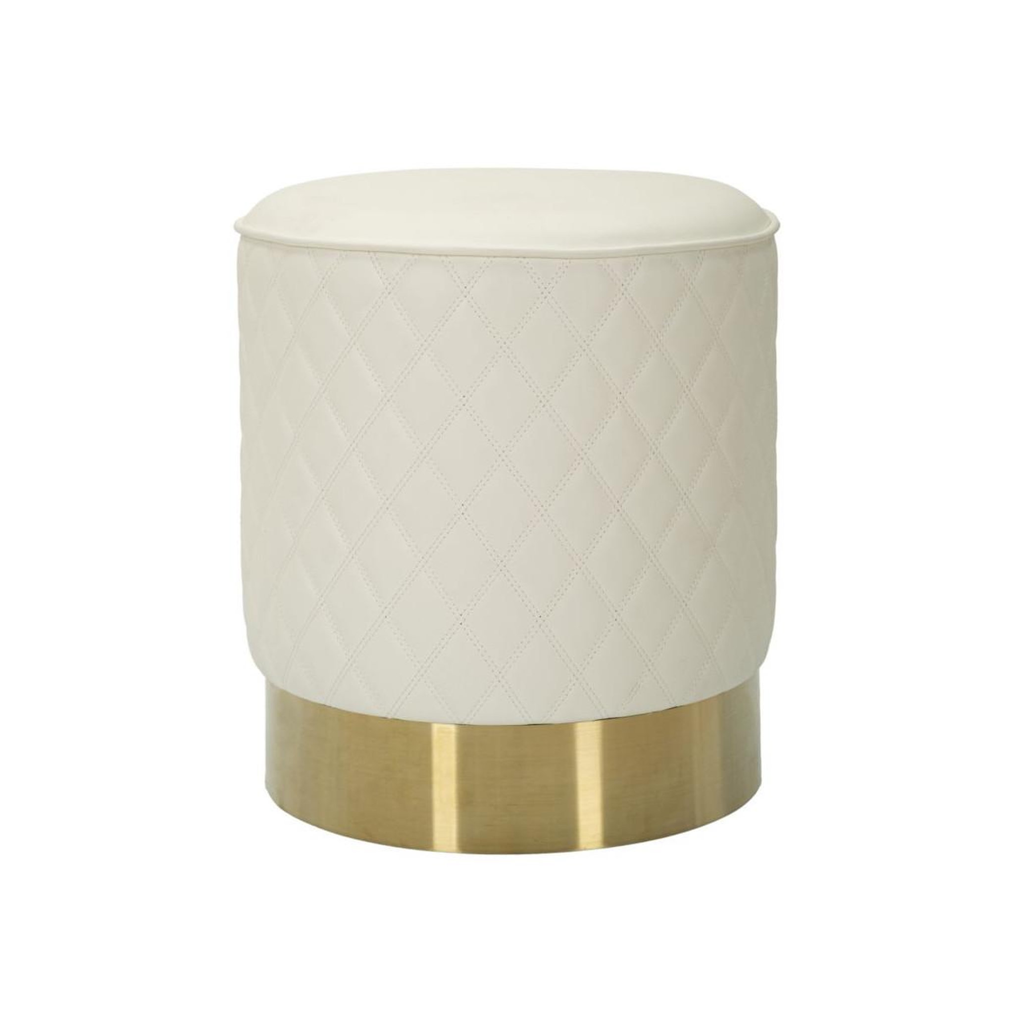 Paris Prix Pouf matelassé  sharon  38cm blanc & or