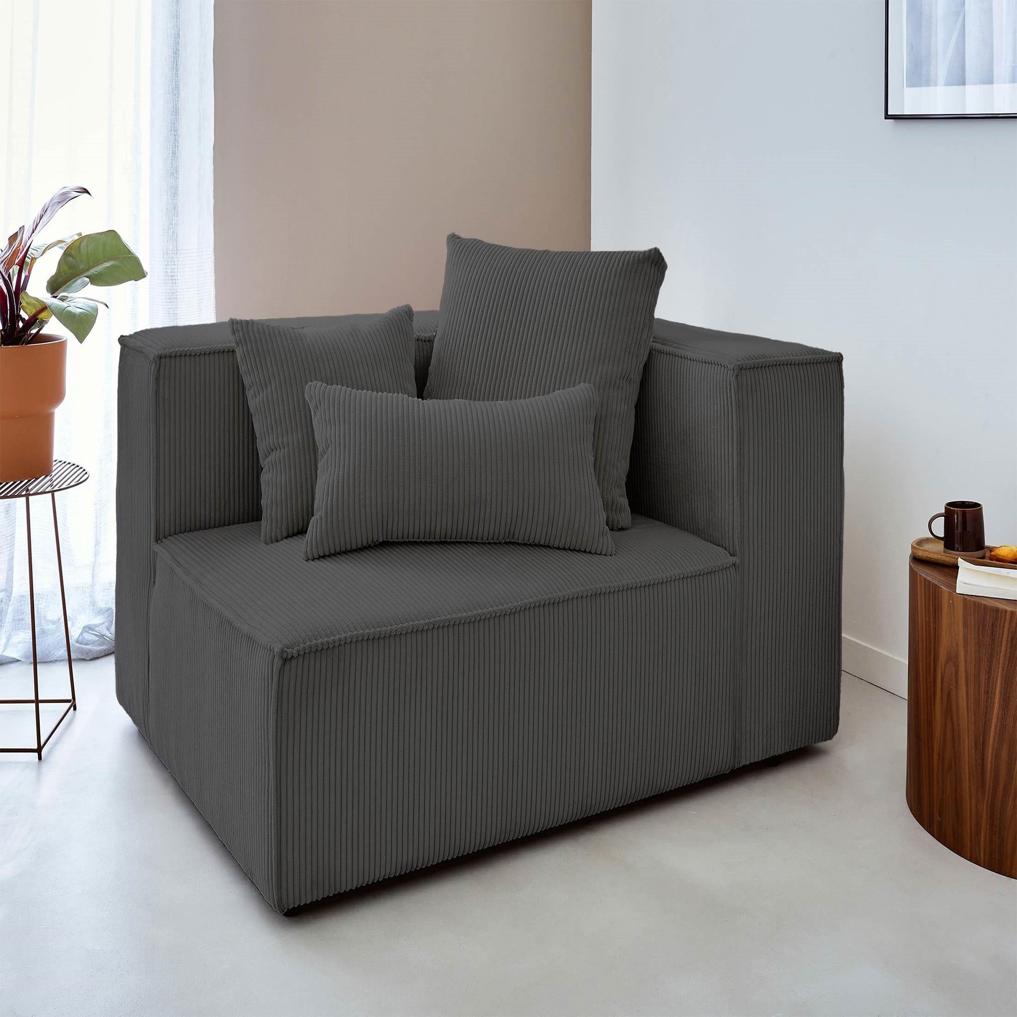 Voir la diapositive 6 : BEST MOBILIER Colombine - canapé modulable d'angle gauche - 6 places - en velours côtelé