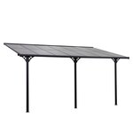 OUTSUNNY Pergola rigide alu. polycarbonate dim. 4,35L x 3l x 2,7H m pavillon de jardin adossable gris