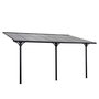 Voir la diapositive 1 : OUTSUNNY Pergola rigide alu. polycarbonate dim. 4,35L x 3l x 2,7H m pavillon de jardin adossable gris