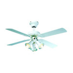 Farelek FARELEK - MALDIVES O 107 cm - Ventilateur de plafond reversible, 4 pales laquees blanc + eclairage 3 spots 60 watts E14 - 112615