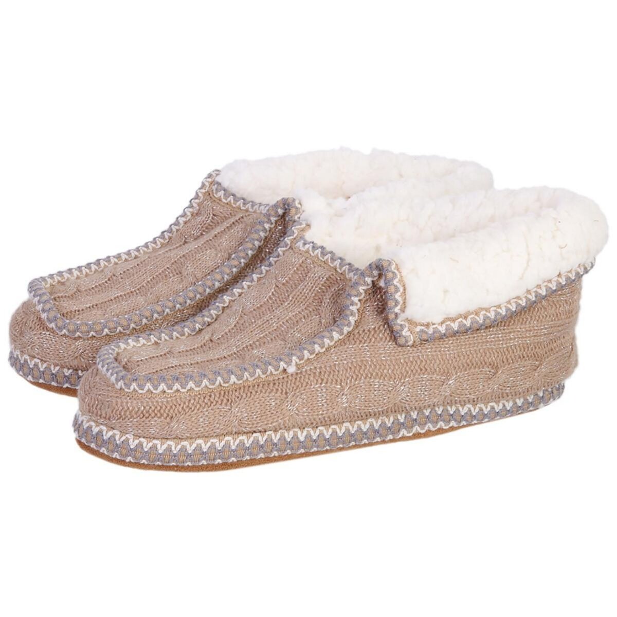 The Home Deco Factory Chaussons Sherpa femme beige