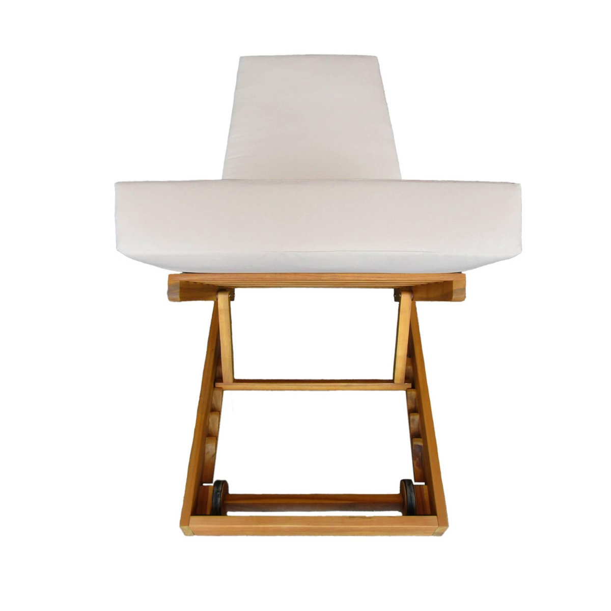 SWEEEK Lot de 2 bains de soleil beige DORINA en acacia et polyester. 3 positions. housse déhoussable. 198 x 62 x 12 cm