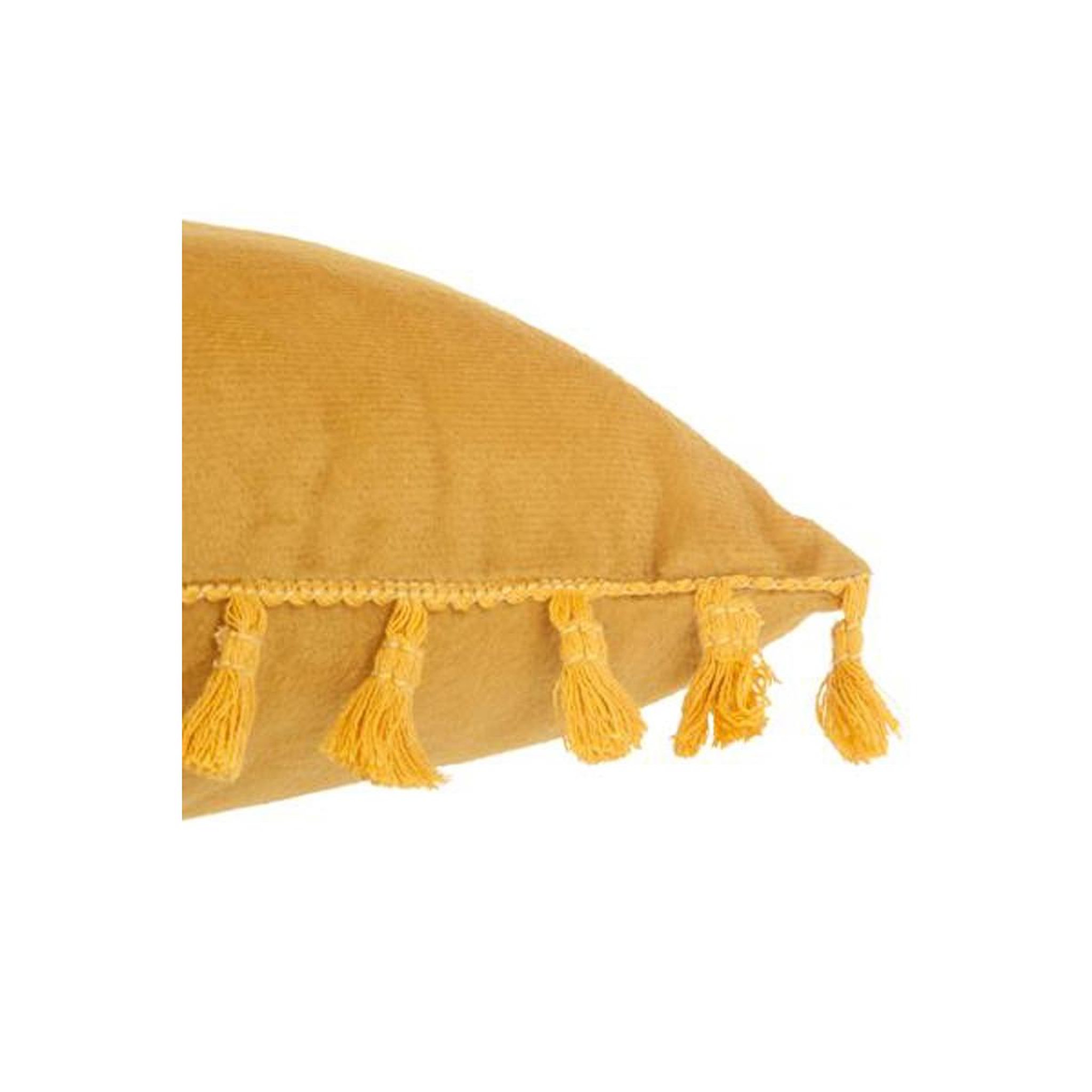Voir la diapositive 2 : ATMOSPHERA Coussin déco à pompons  ocea  30x50cm ocre