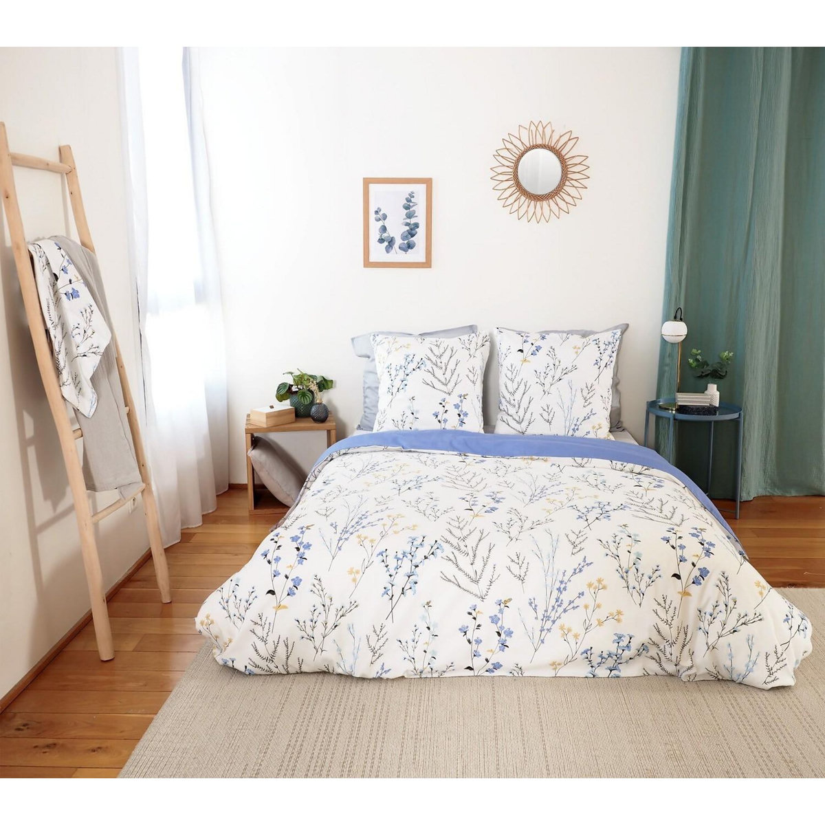 Home collection Parure housse de couette 100% satin de coton 78fils fanille