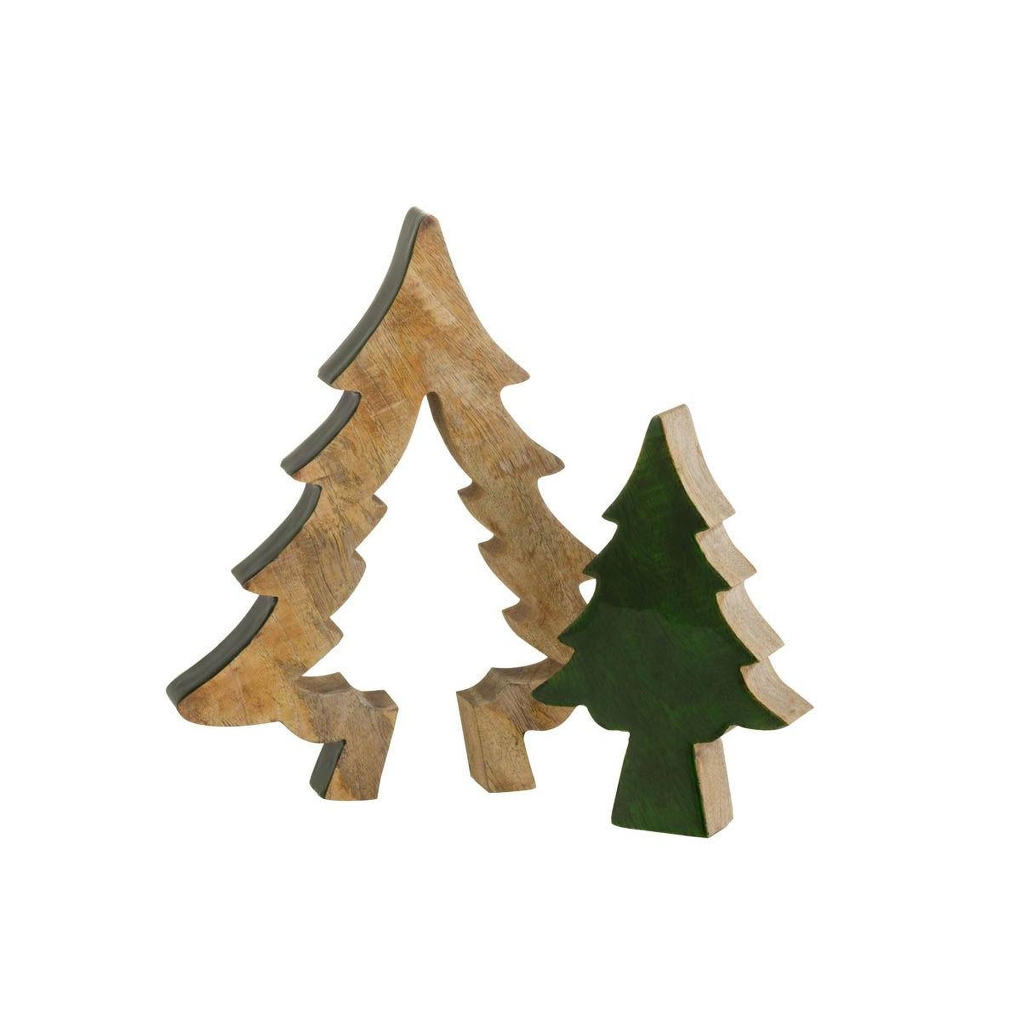 Voir la diapositive 3 : J-LINE Sapin de noël à poser  puzzle  30cm vert & naturel