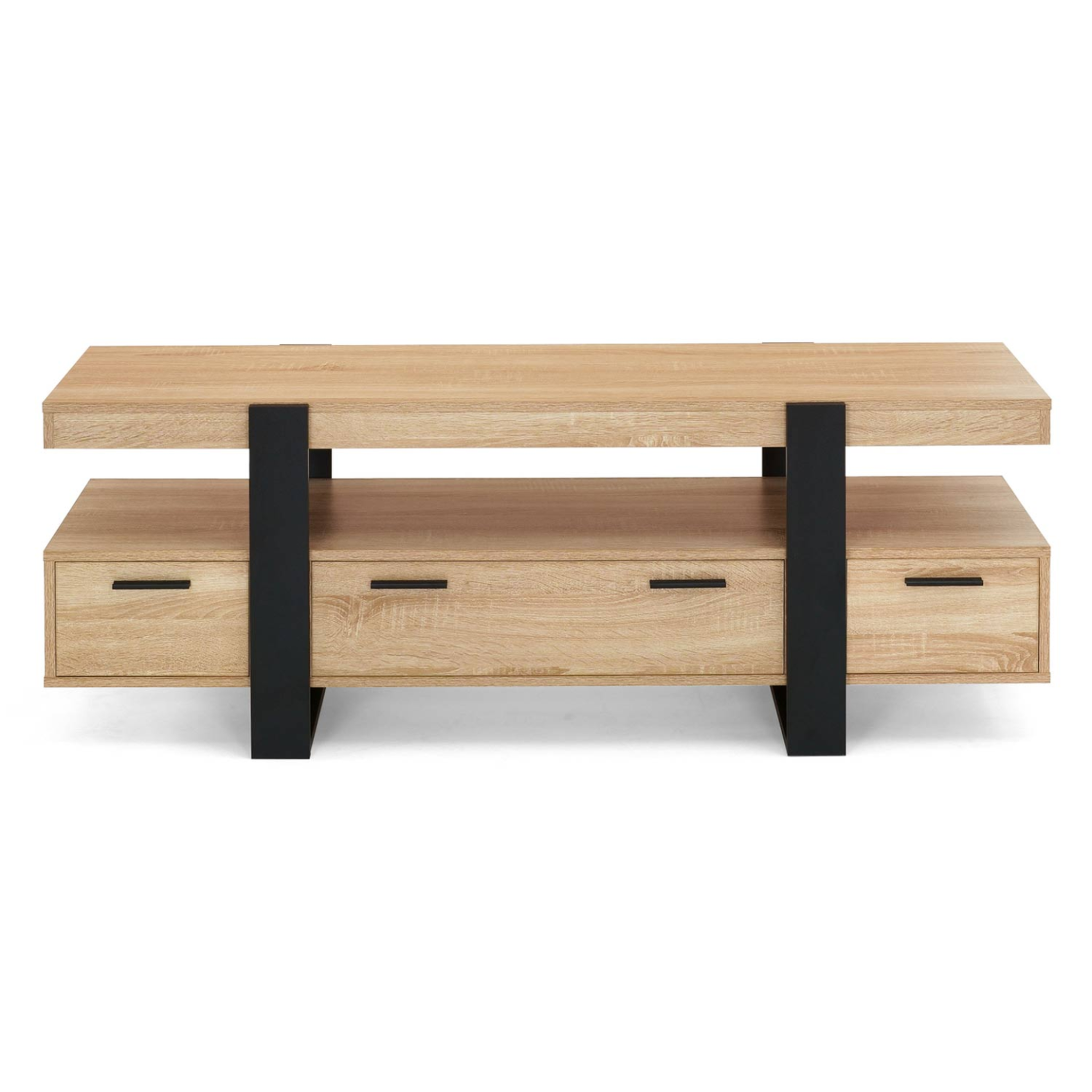 Voir la diapositive 3 : ID MARKET Meuble tv 140 cm phoenix avec tiroirs bois et noir