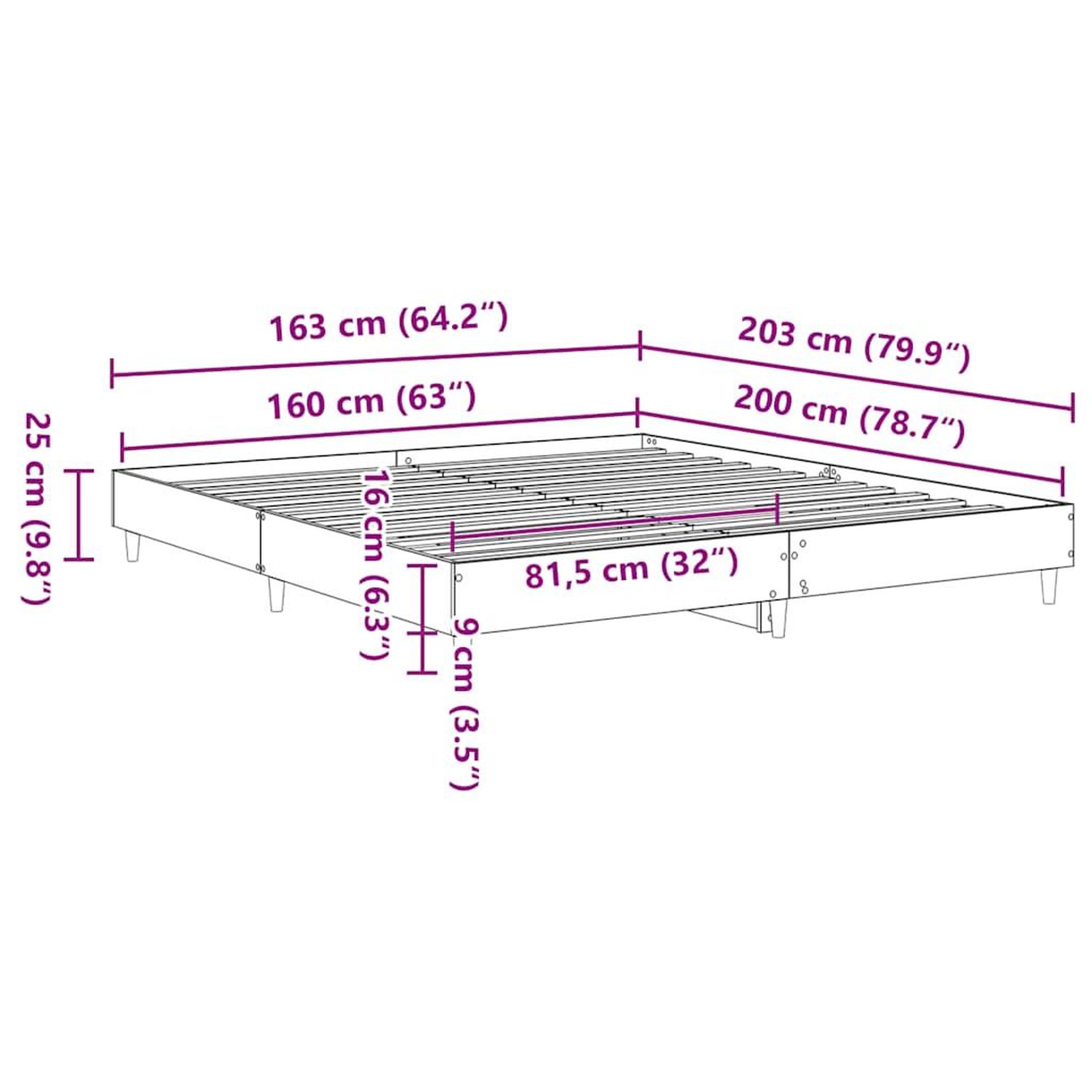 Voir la diapositive 6 : VIDAXL Cadre de lit sans matelas chene fume 160x200 cm bois ingenierie