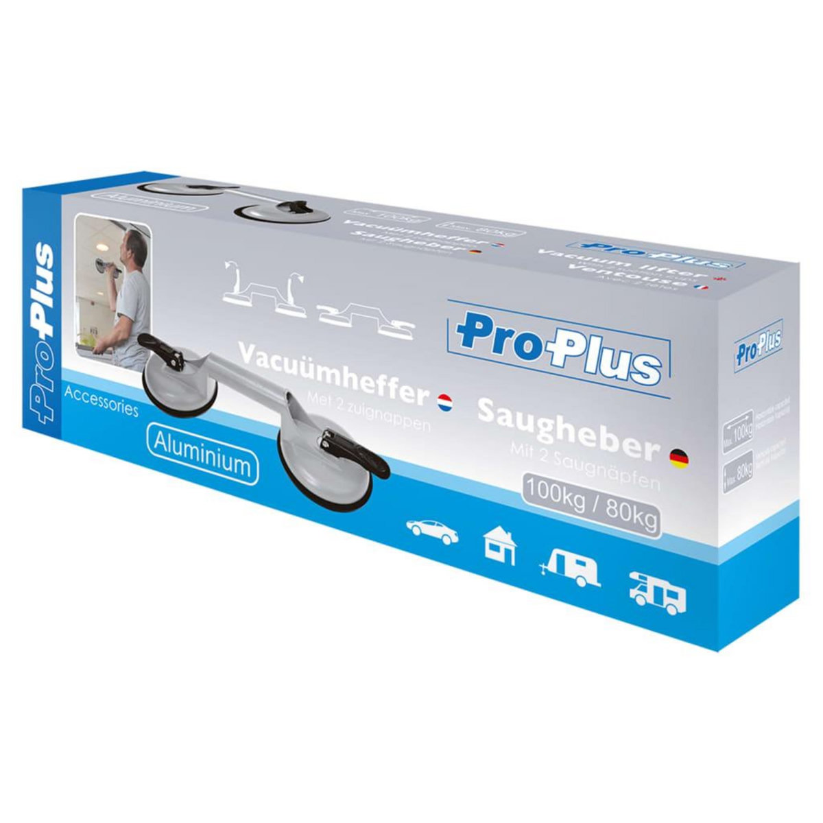 PROPLUS ProPlus Appareil de levage a vide avec 2 ventouses Aluminium
