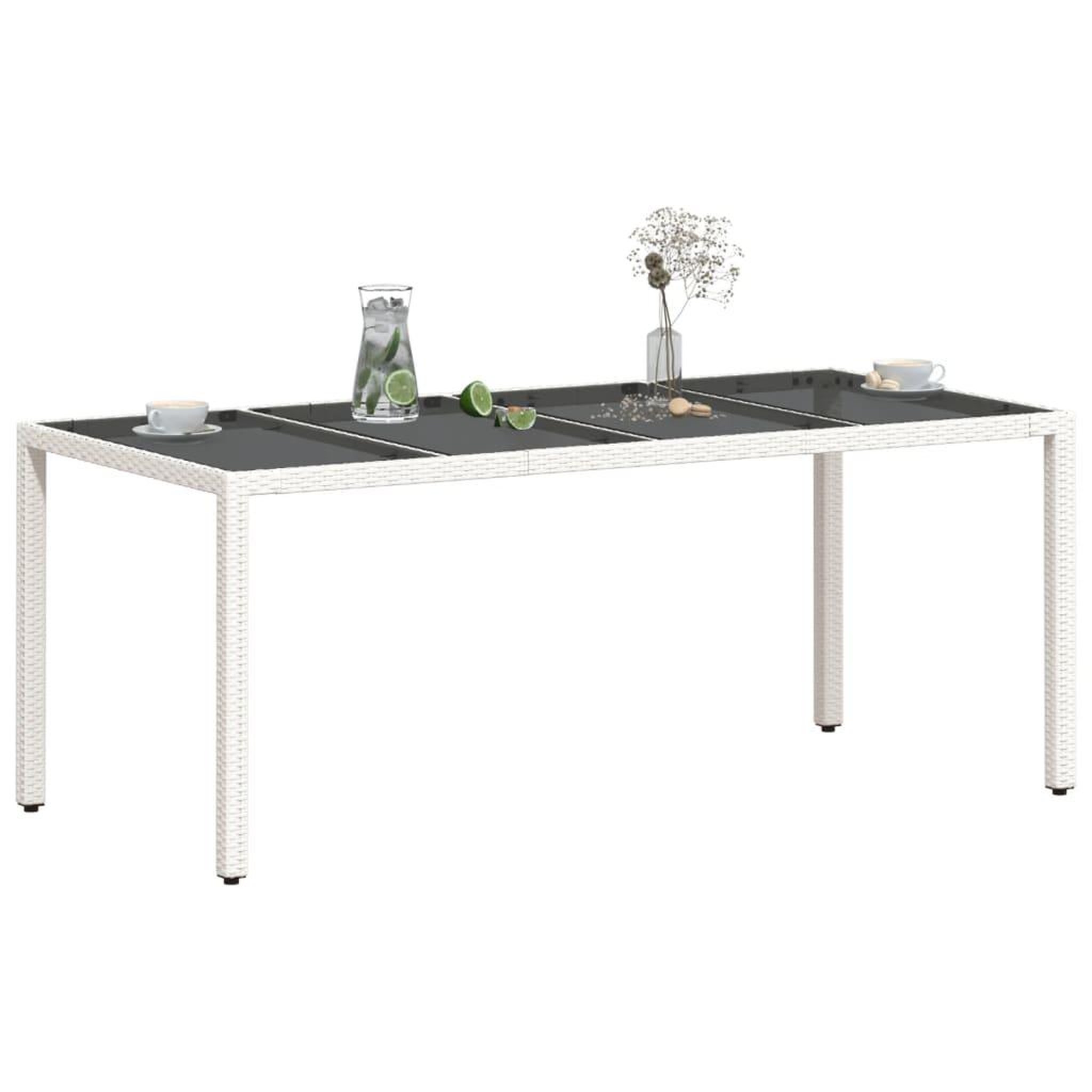 Voir la diapositive 4 : VIDAXL Table de jardin avec dessus en verre blanc resine tressee