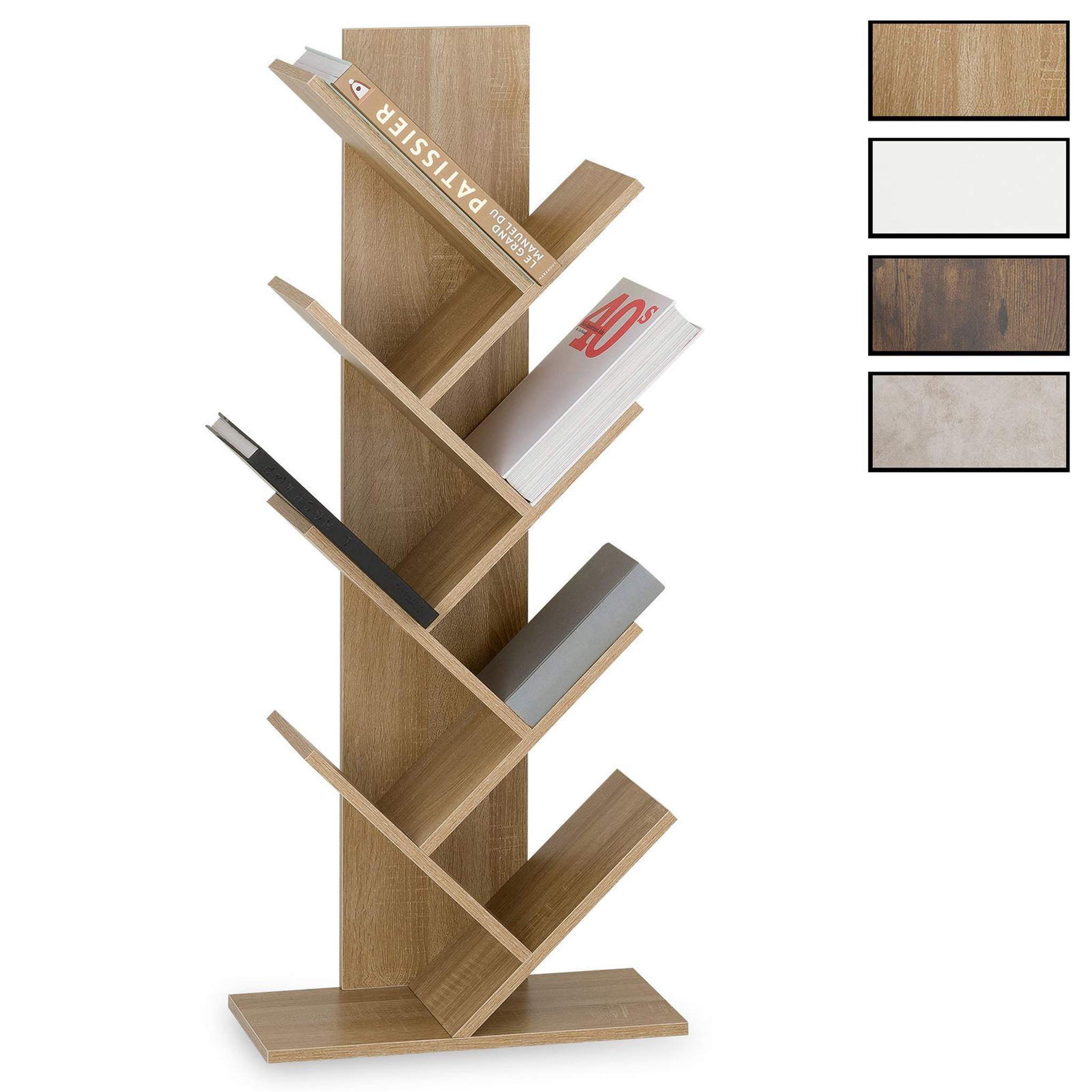 IDIMEX Étagère JULES en forme d'arbre, en bois. Coloris disponibles : Marron, Gris
