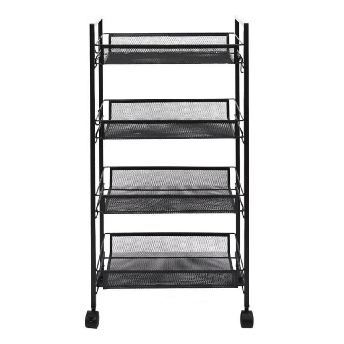 Paris Prix Desserte 4 Niveaux en Métal  Roulettes  84cm Noir