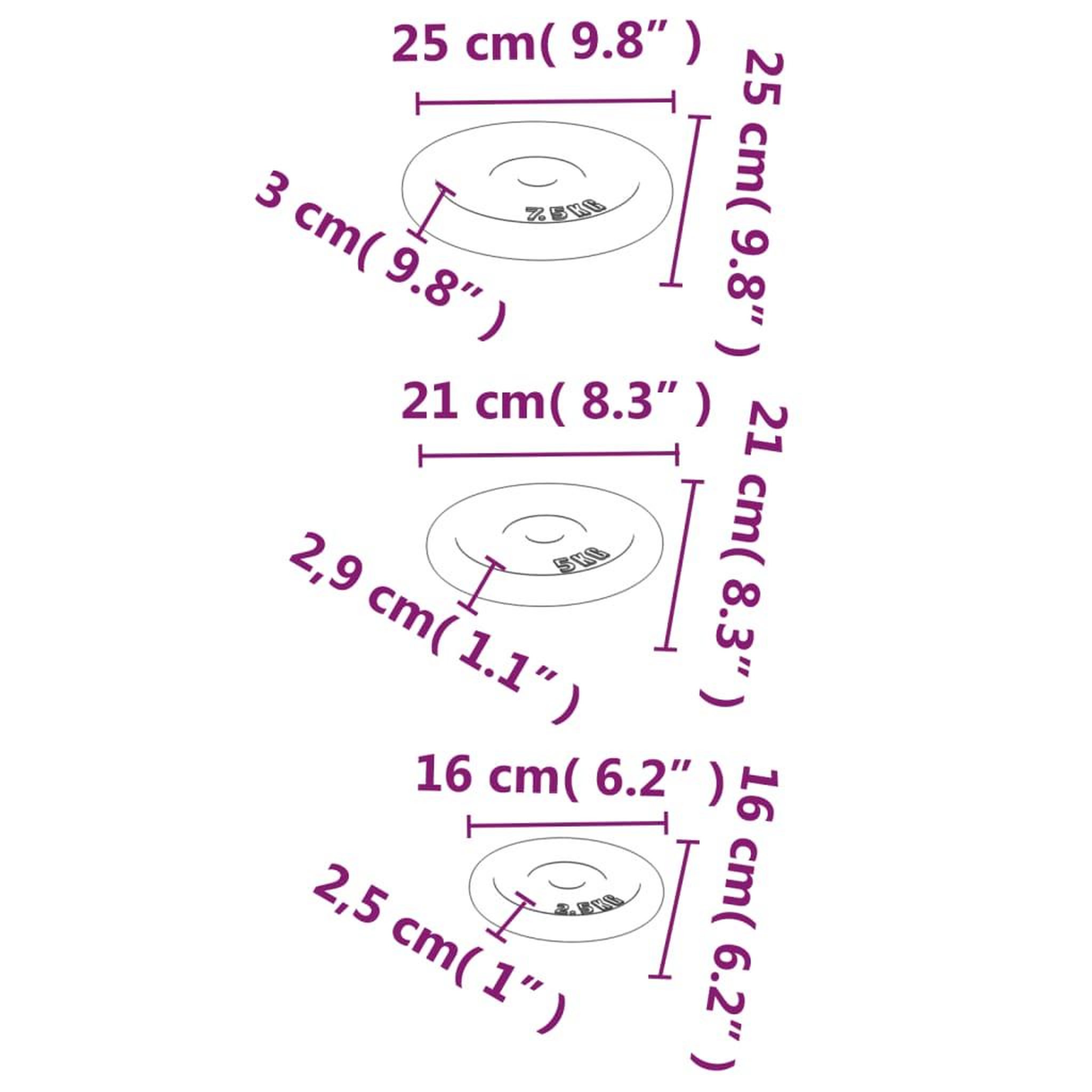 Voir la diapositive 6 : VIDAXL Plaques de poids 6 pcs 30 kg Fonte