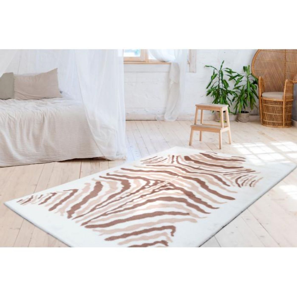 Paris Prix Tapis Imprimé Animal  Rabbit  Beige & Marron