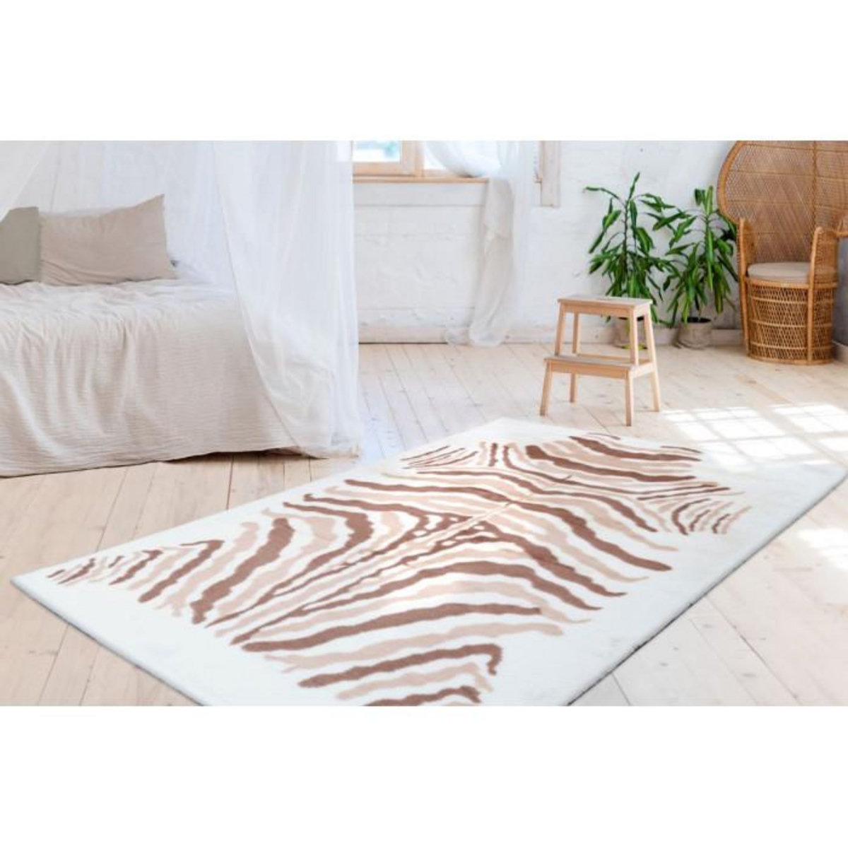 Paris Prix Tapis Imprimé Animal  Rabbit  Beige & Marron