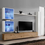 Paris Prix Ensemble Meuble TV  Switch Lamel XVIII  280cm Naturel & Blanc