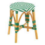 Paris Prix Tabouret en Rotin  Danial  44cm Vert Foncé