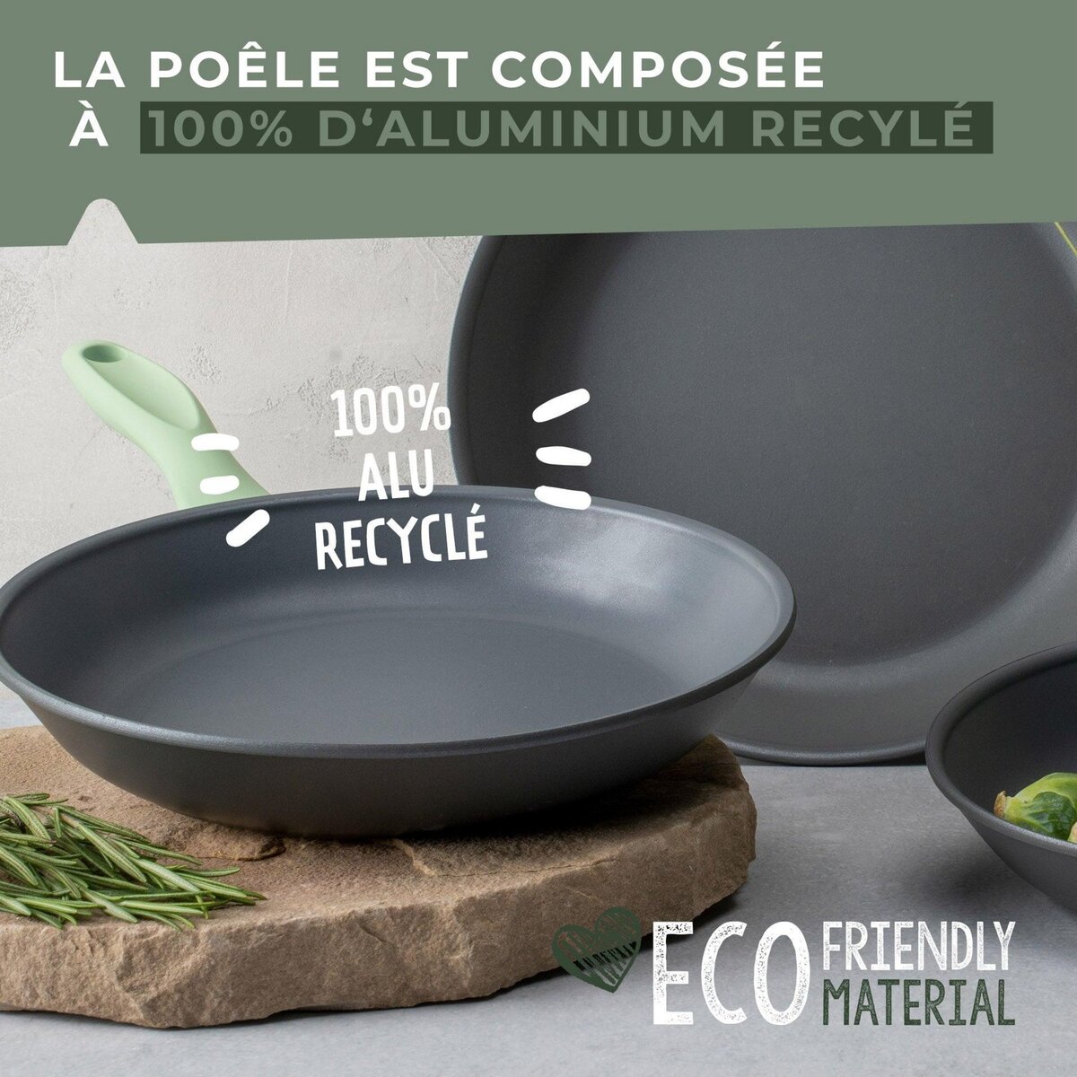 Fackelmann Poêle à frire 24 cm en aluminium recyclé Fackelmann Ecolution