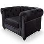 Voir la diapositive 2 : Paris Prix Fauteuil Design Velours  Chesterfield  111cm Noir