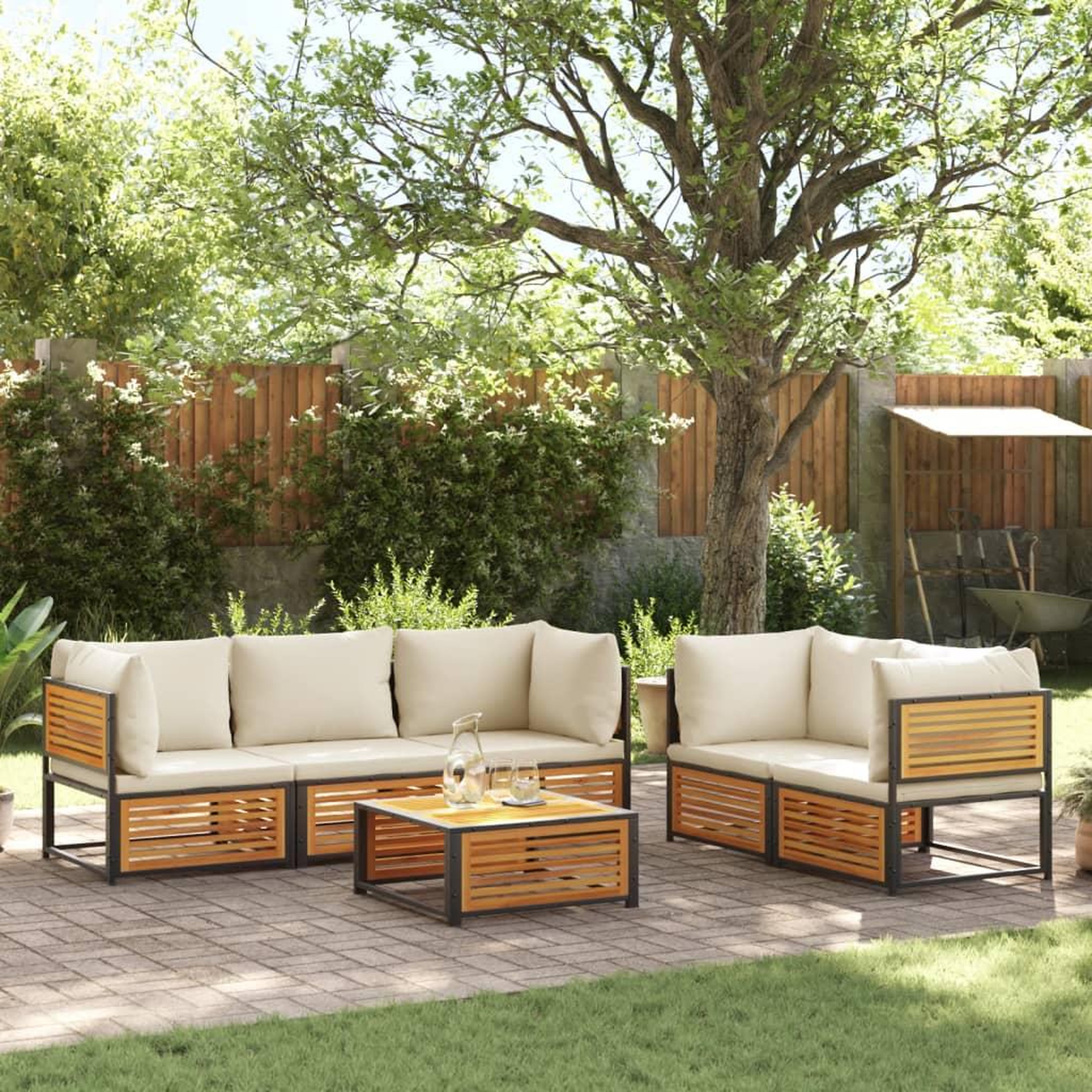 VIDAXL Salon de jardin avec coussins 6 pcs bois d'acacia solide