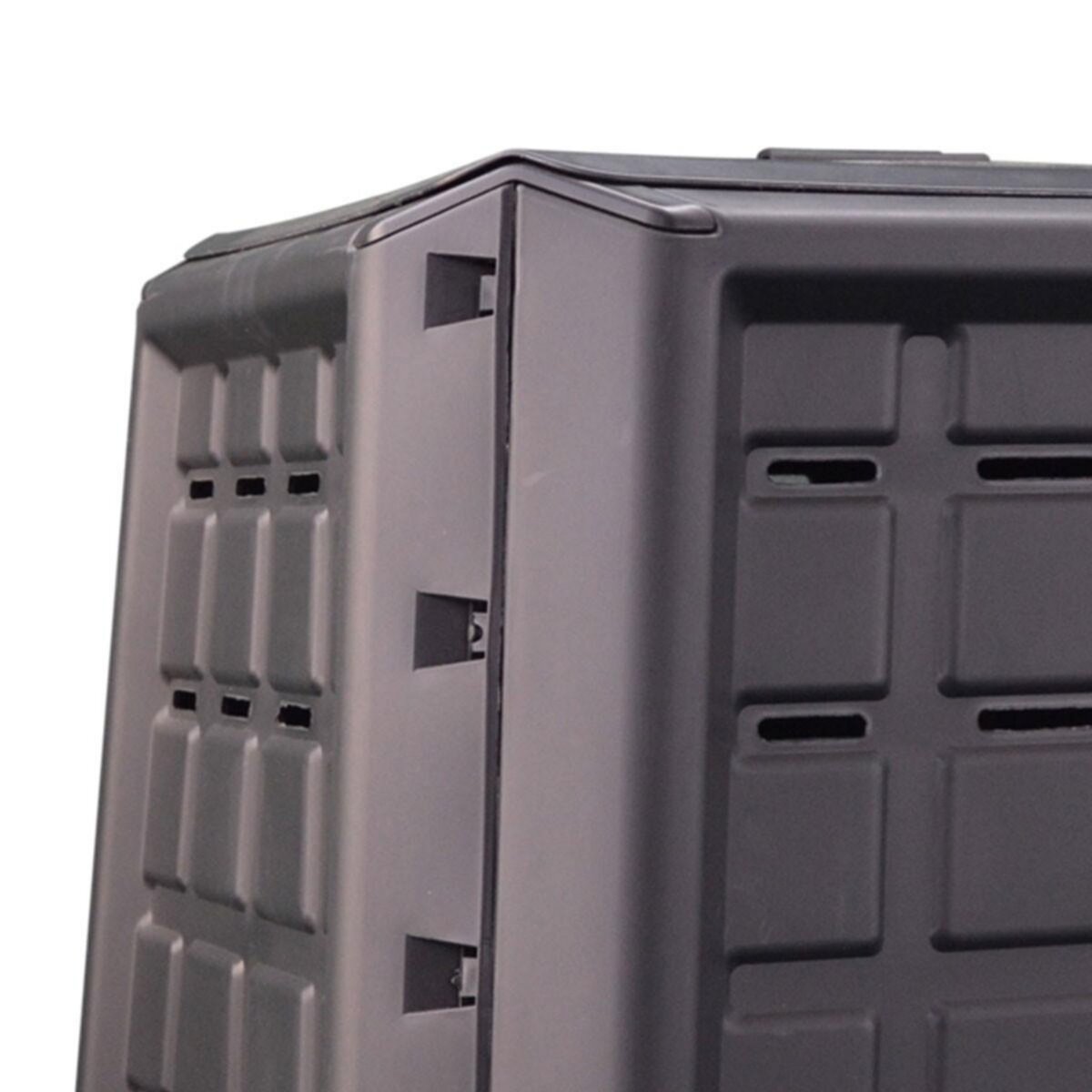 INTEC Composteur de jardin 380L Anthracite Déchets verts Couvercle et trappe d'extraction INTEC