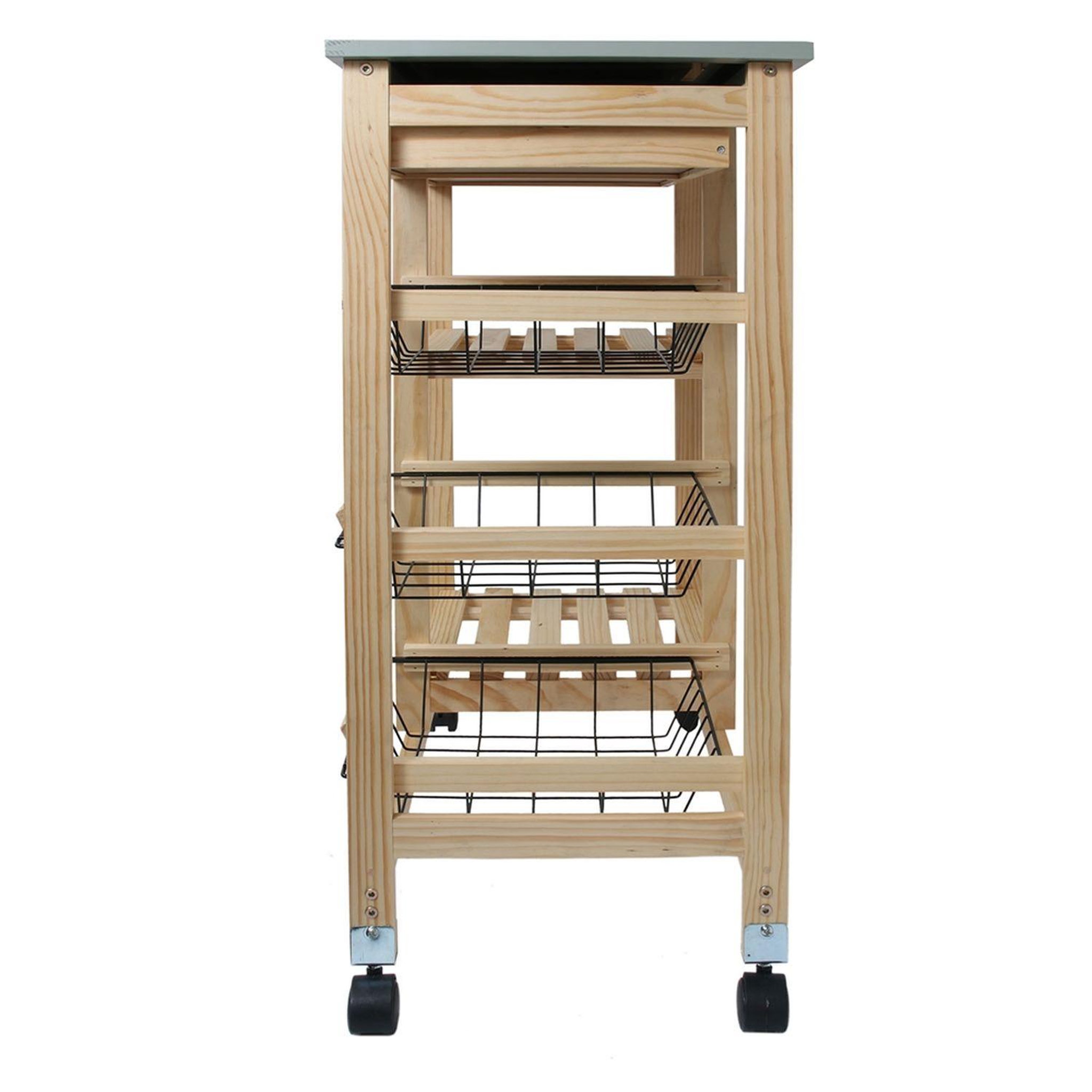 Voir la diapositive 6 : The Home Deco Factory Desserte à roulettes en Bois de Pin et Acier - L. 81 x H. 67 cm - Marron et Gris
