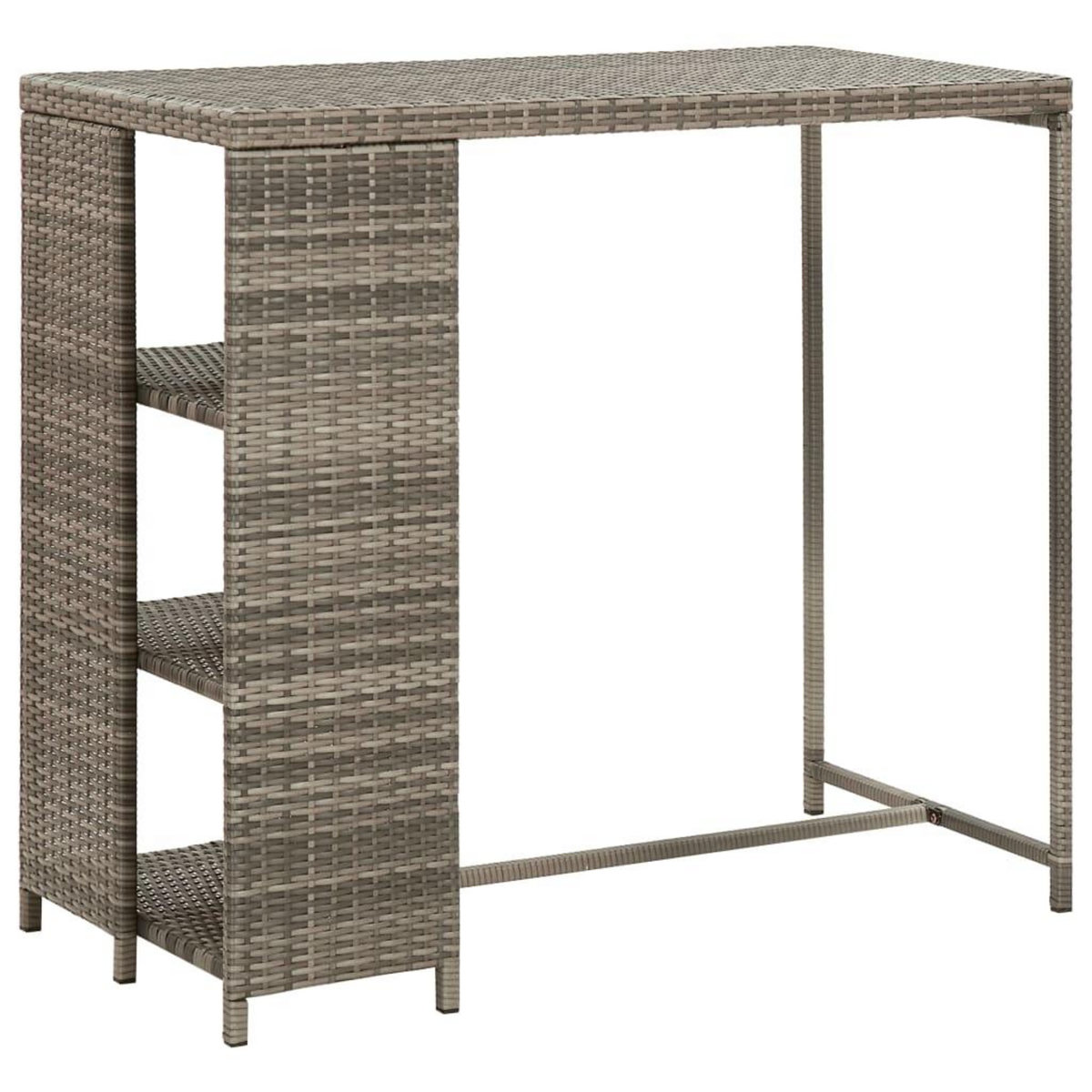 VIDAXL Ensemble de bar de jardin 3 pcs et coussins gris resine tressee