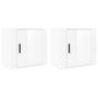 Voir la diapositive 2 : VIDAXL Tables de chevet murales 2 pcs Blanc brillant 50x30x47 cm