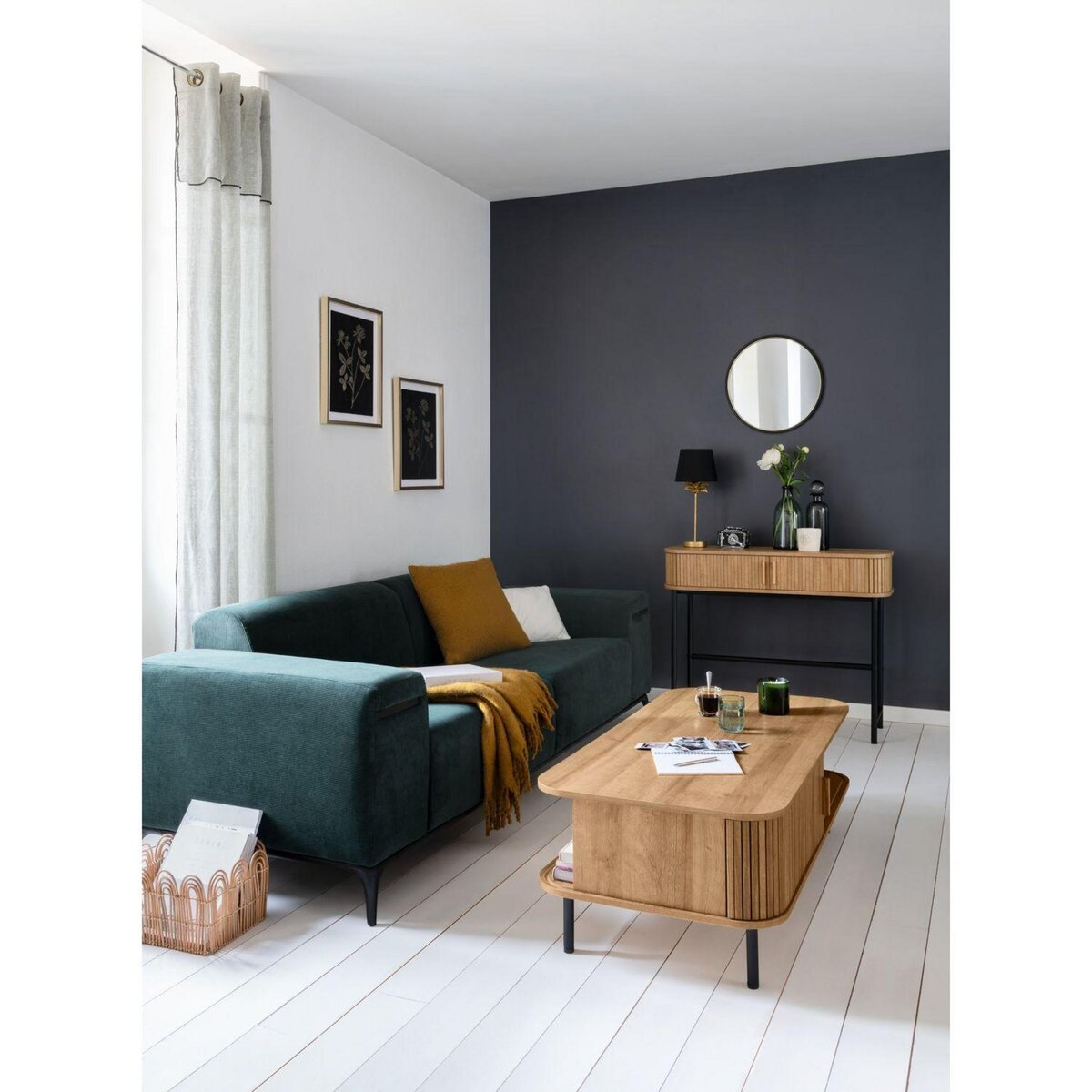 ATMOSPHERA Voilage à volant FRED - 140 x 240 cm - Blanc