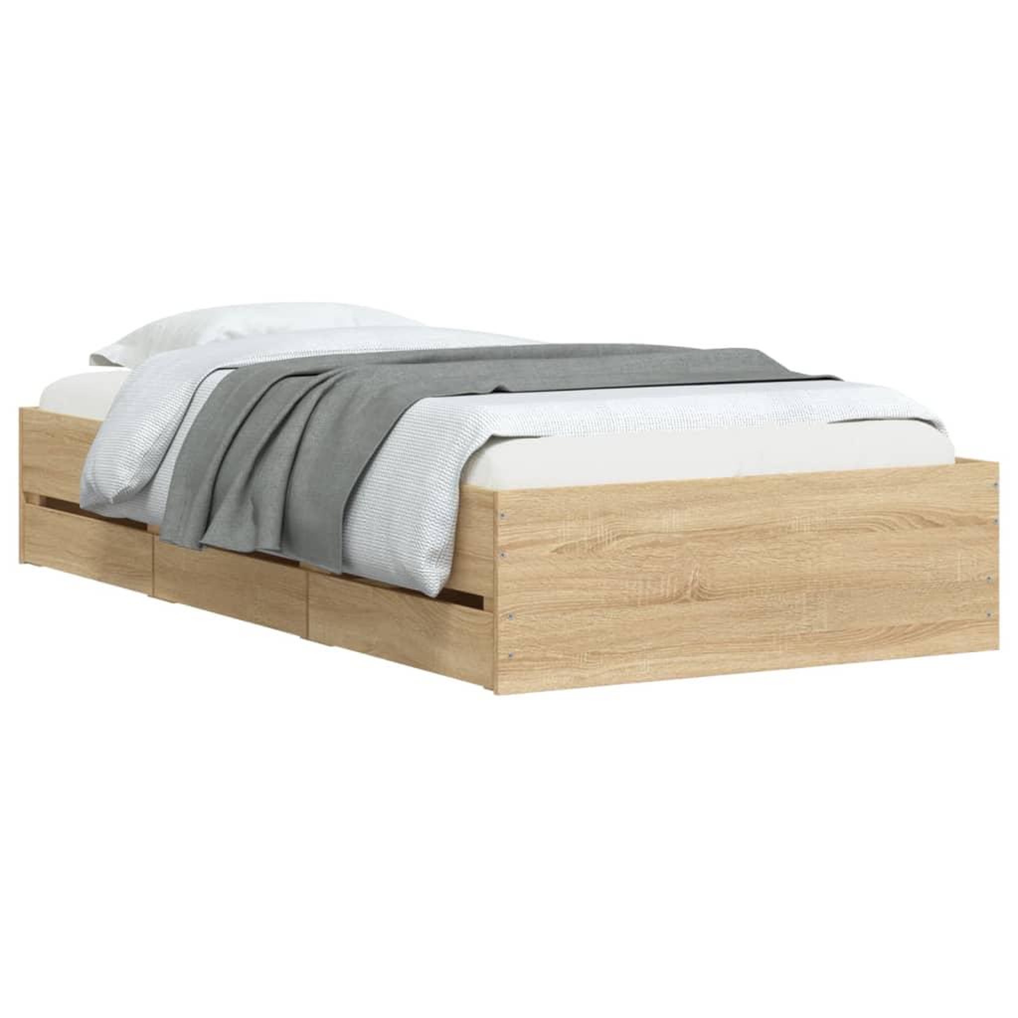Voir la diapositive 3 : VIDAXL Cadre de lit avec tiroirs sans matelas chene sonoma 75x190 cm