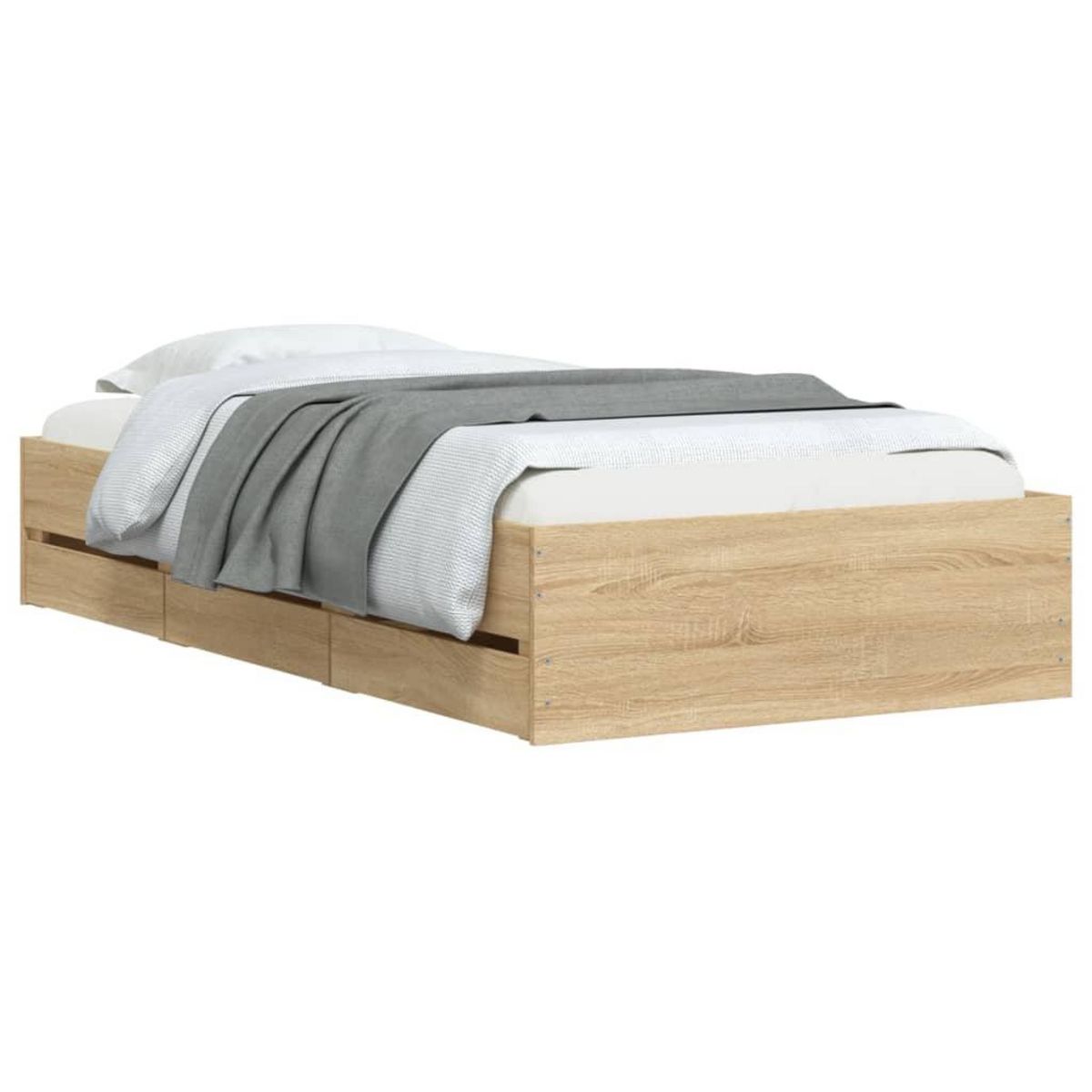 VIDAXL Cadre de lit avec tiroirs sans matelas chene sonoma 75x190 cm