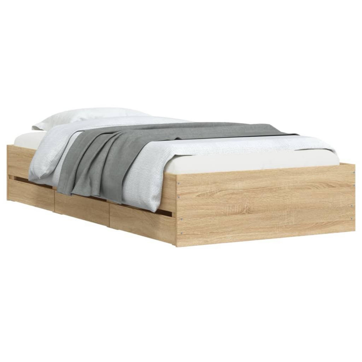 VIDAXL Cadre de lit avec tiroirs sans matelas chene sonoma 75x190 cm