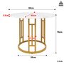 Voir la diapositive 3 : MERAX Table à manger ronde fixe blanc+doré - 80x80-80max.cm mdf