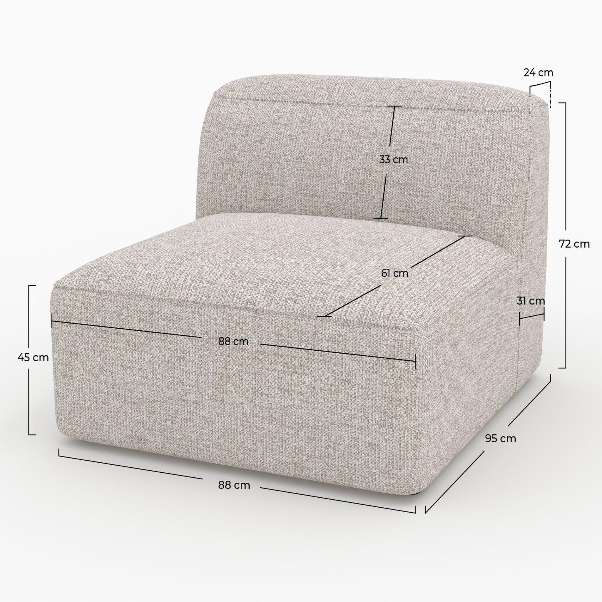 Voir la diapositive 4 : MAISON PAVANE Chauffeuse pour canapé modulable en tissu beige-Hestia