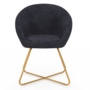 Voir la diapositive 3 : ID MARKET Fauteuil rond ANGELINA gris en velours pieds croisés dorés