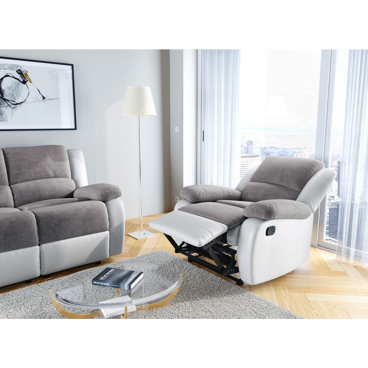 Ensemble canapé 2 places relax + fauteuil relax HELENE