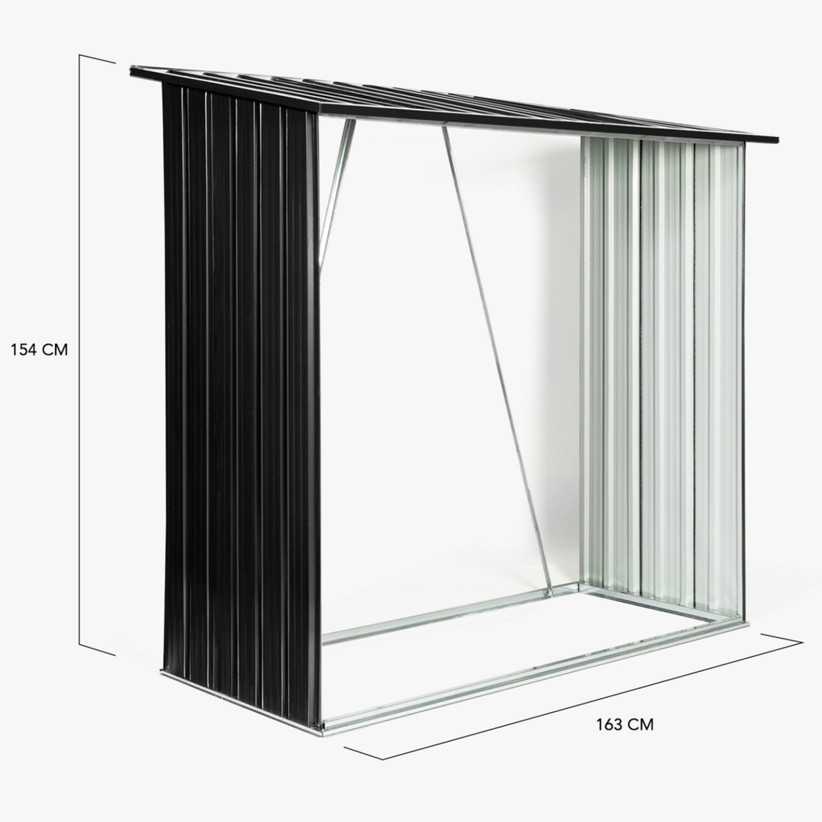 ID MARKET Abri de stockage 2 m³  gris en acier galvanisé pour bûches