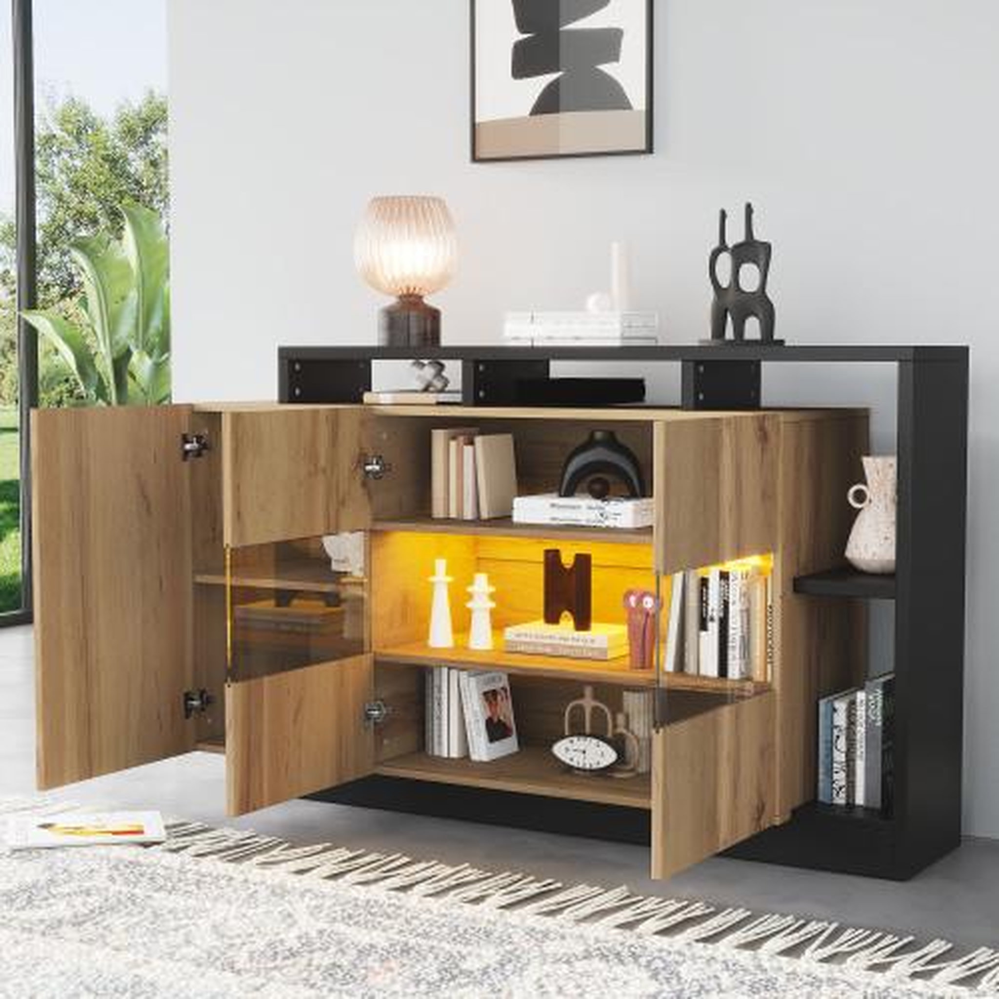 Voir la diapositive 5 : MERAX Buffet 3 porte(s) 0 tiroir(s) - 140 cm naturel led mdf